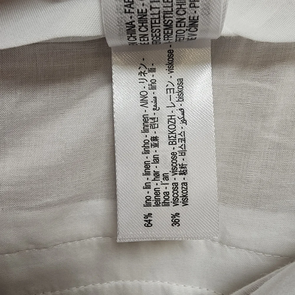 ZARA Ivory Linen Blend Wide Leg Pants Size S NWT High Waist Flowy Pockets Chic
